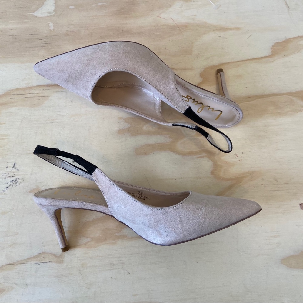 Lulu’s Nude Bridesmaid Sling Back Heels 7.5